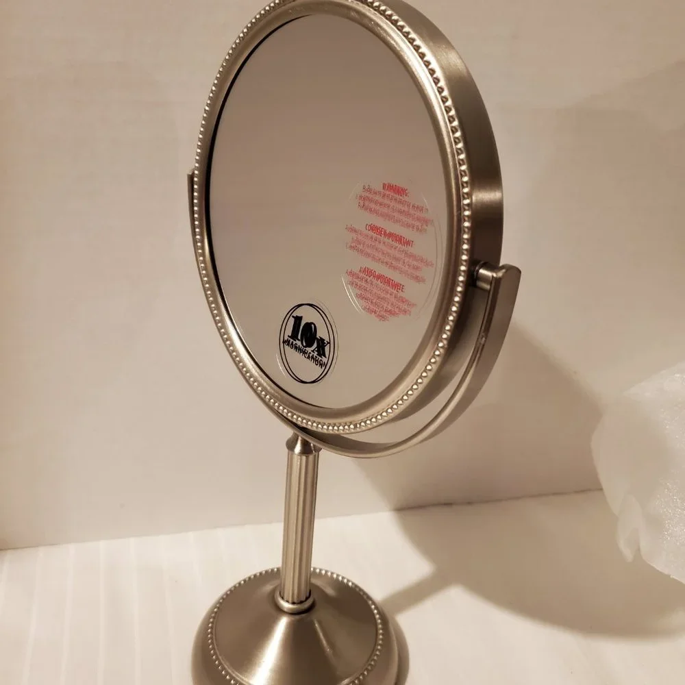 Jerdon 6 Inch Tabletop Swivel Vanity Mirror 10x Magnification-Brushed Nickel-New